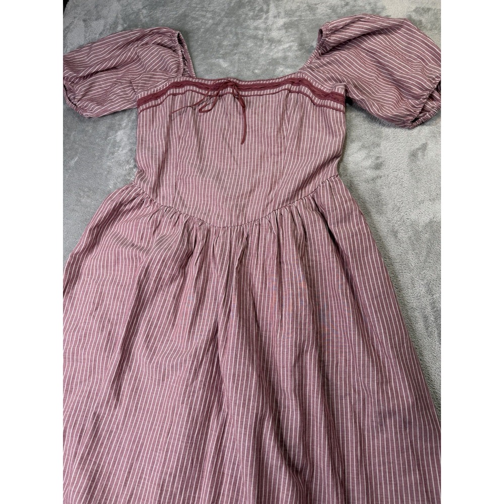 NWT Abercrombie & Fitch Cottagecore Peasant Maxi Dress Striped Puff Sleeve M